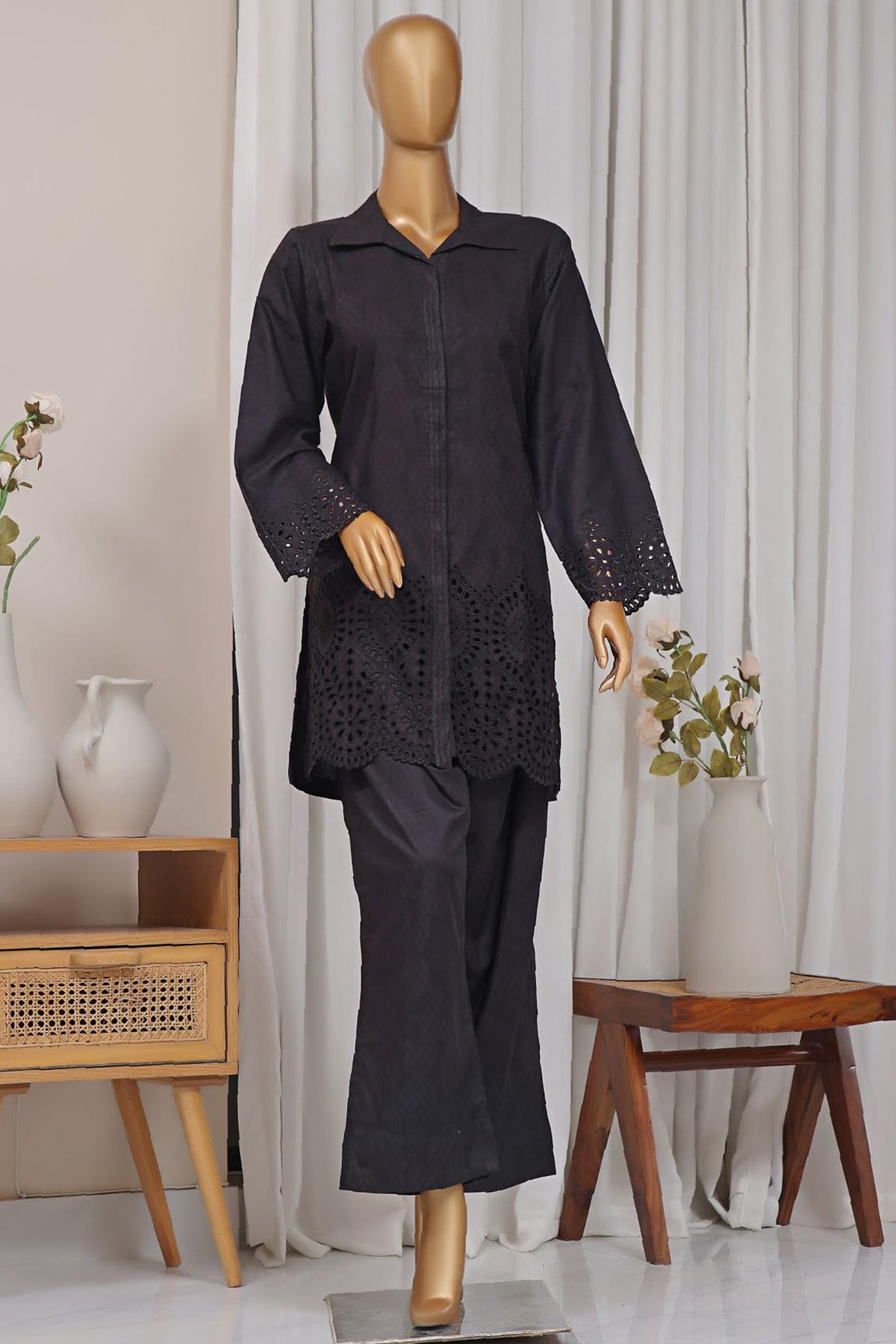 Estelle by Sada Bahar Stitched Co Ords Emb Jacquard Collection'2024-CK-Black