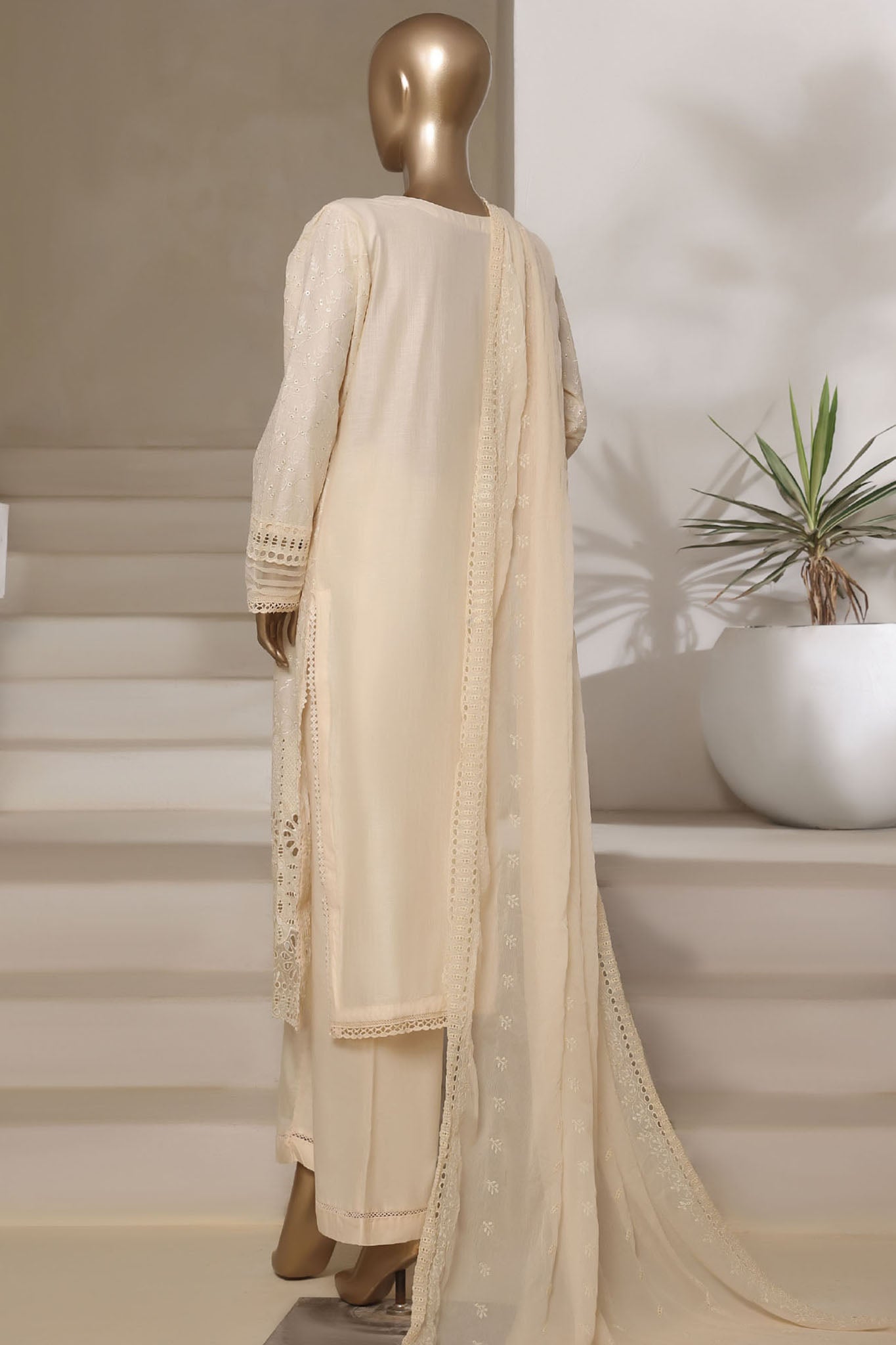 Sada Bahar Stitched 3 Piece Luxury Emb Chikankari Collection'2025-CK-CREAM