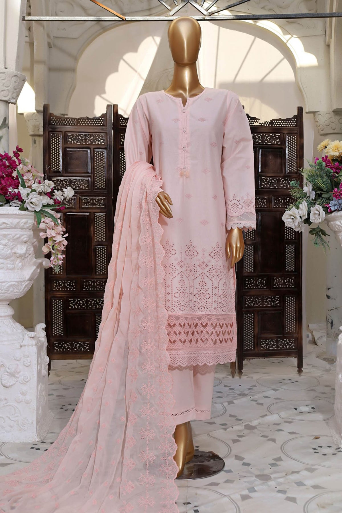 Sada Bahar Stitched 3 Piece Emb Chikankari Lawn Collection'2024-CKC-03-Pink