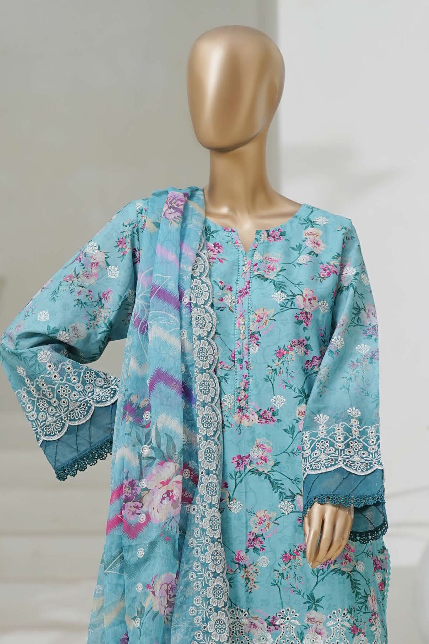 Sada Bahar Stitched 3 Piece Cutwork Chikankari Collection'2025-CKP-02-Ferozi