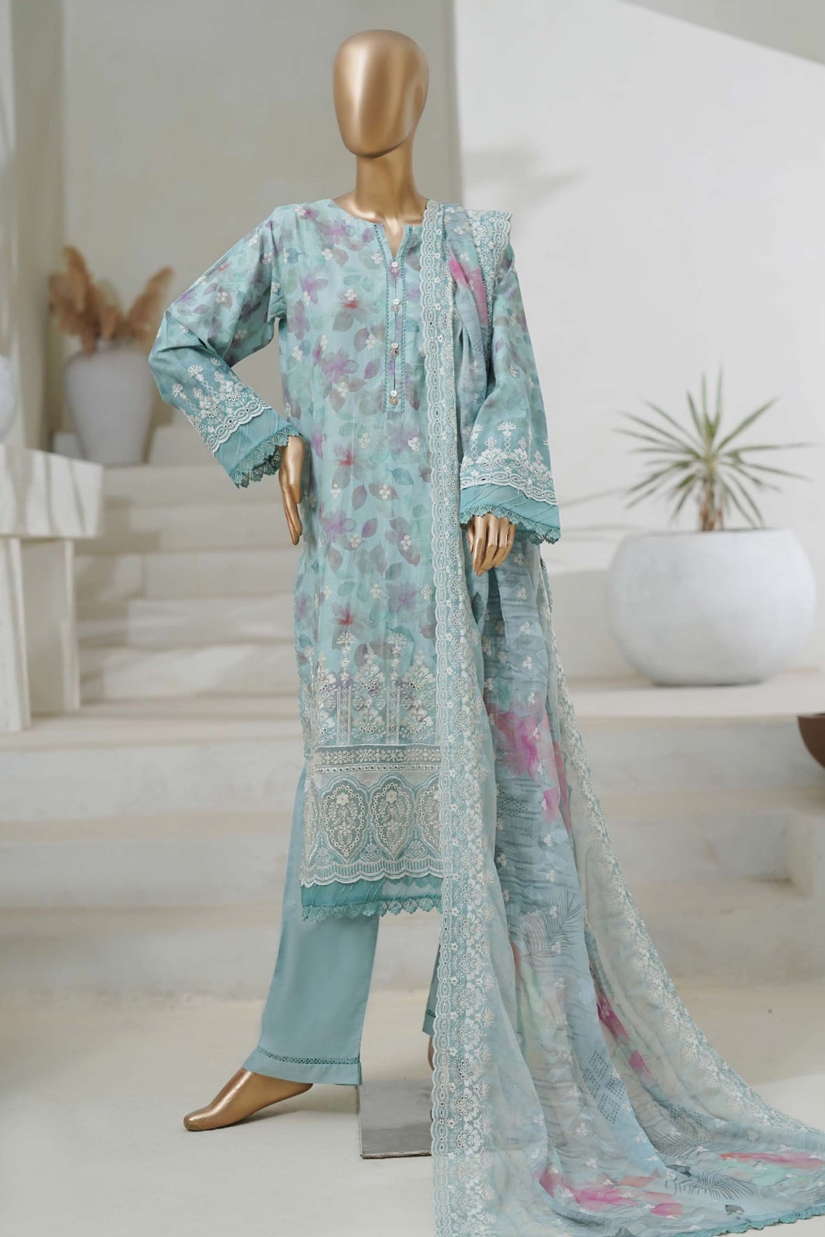 Sada Bahar Stitched 3 Piece Cutwork Chikankari Collection'2025-CKP-02-Sky