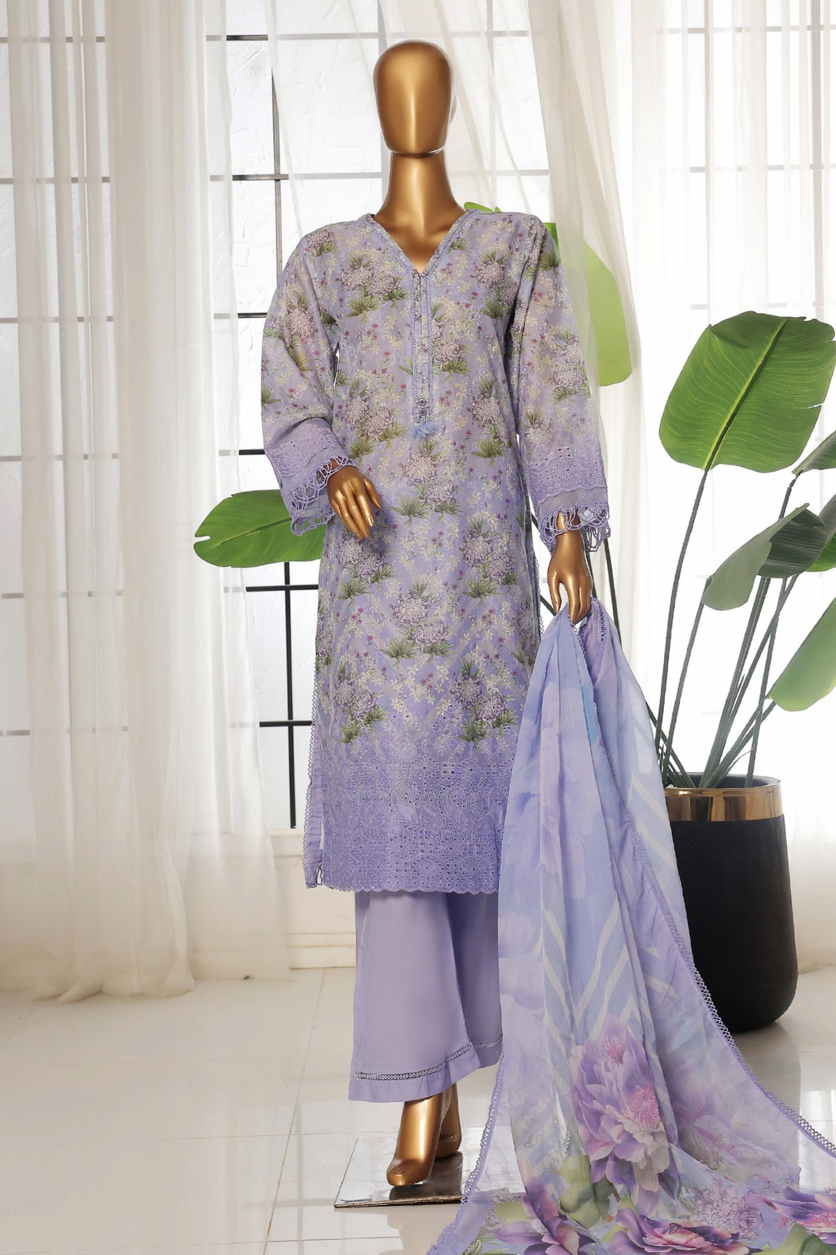 Sada Bahar Stitched 3 Piece Fusion Chikankari Collection'2025-CKP-Lilac