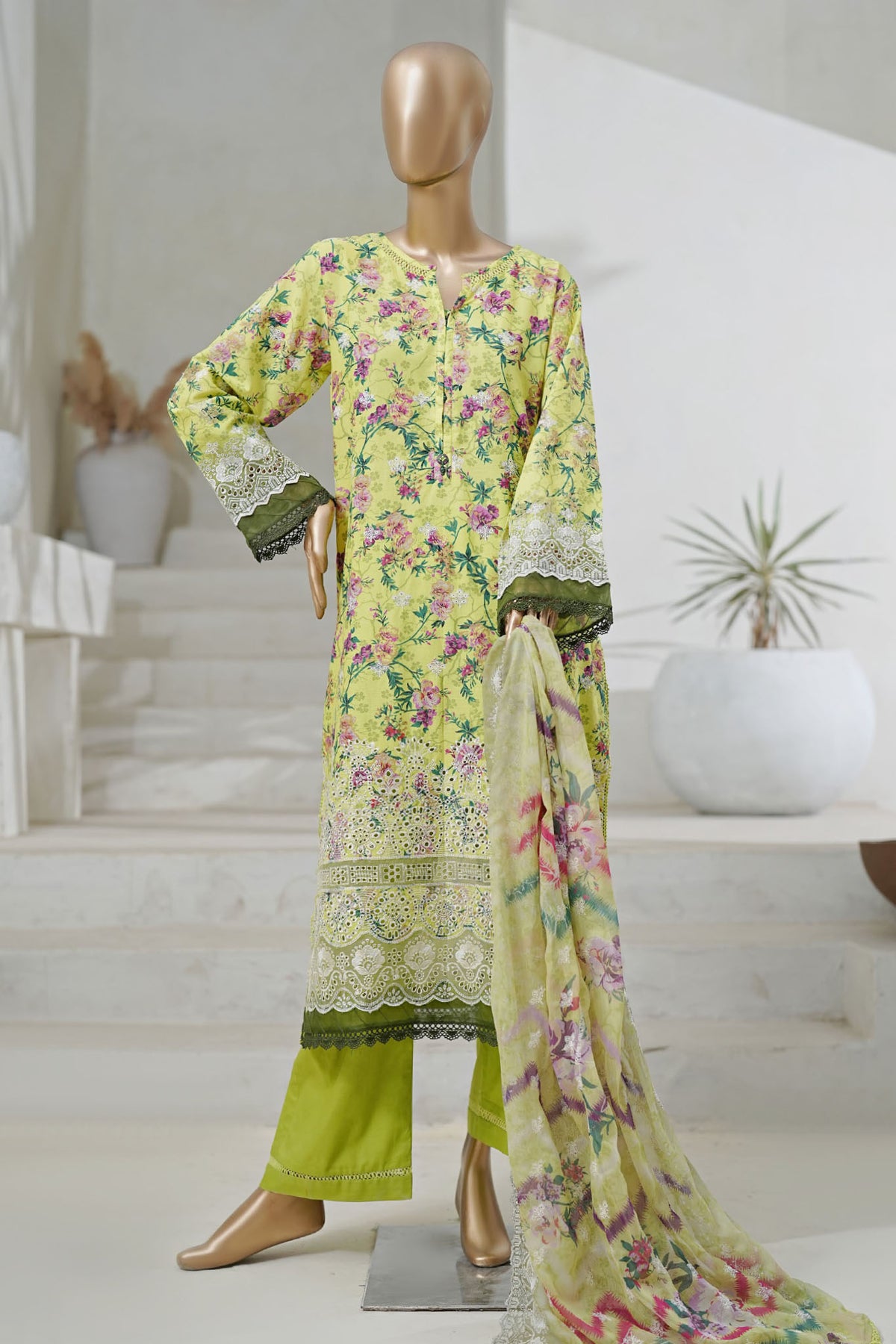 Sada Bahar Stitched 3 Piece Cutwork Chikankari Vol-02 Collection'2025-CKP-Pista Green