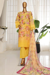 Sada Bahar Stitched 3 Piece Fusion Chikankari Collection'2025-CKP-Yellow