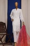 Luckhnovi kari by Bin Saeed Stitched 3 Piece Emb Lawn Collection'2023-CMSTF-020-White