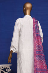 Luckhnovi kari by Bin Saeed Stitched 3 Piece Emb Lawn Collection'2023-CMSTF-021-White