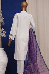 Luckhnovi kari by Bin Saeed Stitched 3 Piece Emb Lawn Collection'2023-CMSTF-022-B-White