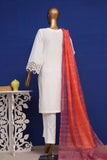 Luckhnovi kari by Bin Saeed Stitched 3 Piece Emb Lawn Collection'2023-CMSTF-023-White