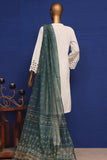 Luckhnovi kari by Bin Saeed Stitched 3 Piece Emb Lawn Collection'2023-CMSTF-024-White