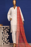 Luckhnovi kari by Bin Saeed Stitched 3 Piece Emb Lawn Collection'2023-CMSTF-025-White