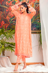 Zaaviay Stitched Organza Collection coral (Two Piece)