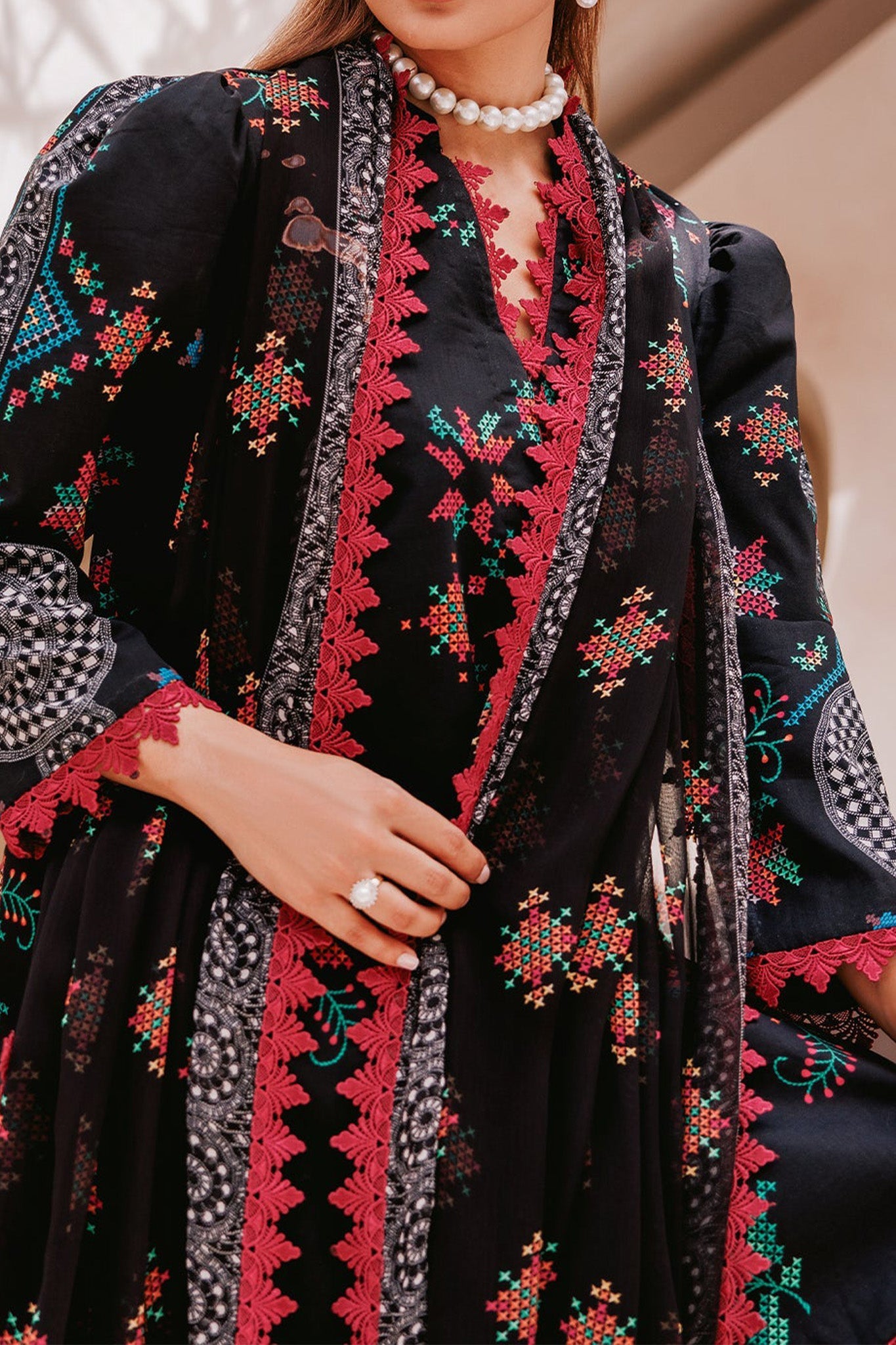 C Prints By Charizma Unstitched 3 Piece Printed Lawn Vol-07 Black Edition Collection'2024-CP4-65