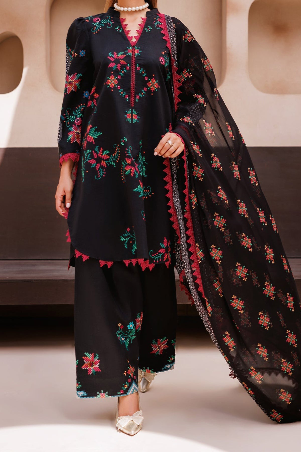 C Prints By Charizma Unstitched 3 Piece Printed Lawn Vol-07 Black Edition Collection'2024-CP4-65