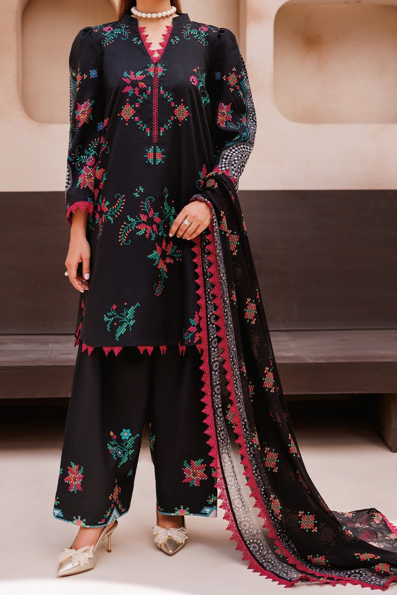 C Prints By Charizma Unstitched 3 Piece Printed Lawn Vol-07 Black Edition Collection'2024-CP4-65