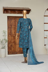 Sumi Stitched 3 Piece Embroidered & Printed Suit-CPE-04-Zinc