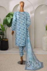 Sumi Stitched 3 Piece Intermix Printed Cambric Collection'2025-CPl-08-Aqua Blue