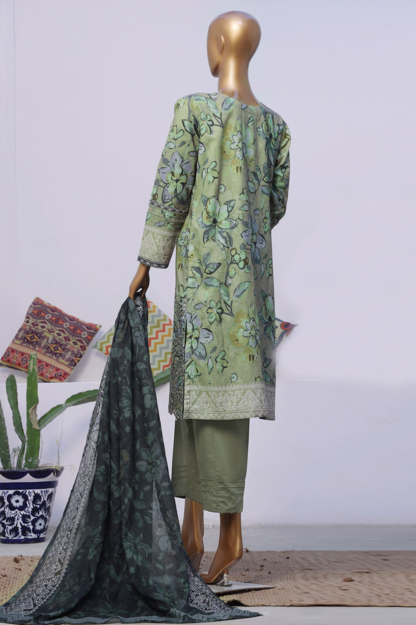 Printkari By HZ Stitched 3 Piece Emb Slub Cambric Collection'2024-CPK-802