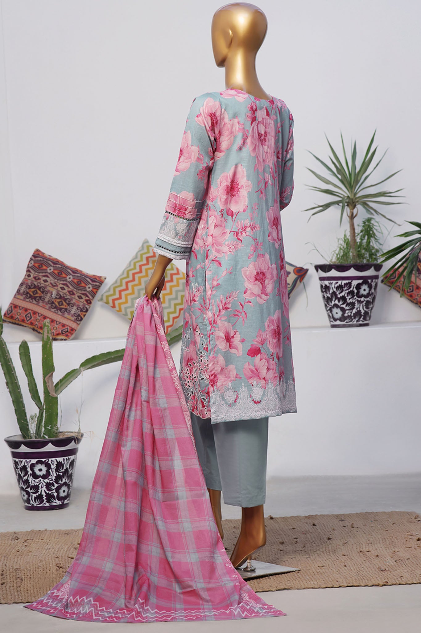 Printkari By HZ Stitched 3 Piece Emb Slub Cambric Collection'2024-CPK-804