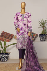 Printkari By HZ Stitched 3 Piece Emb Slub Cambric Collection'2024-CPK-808