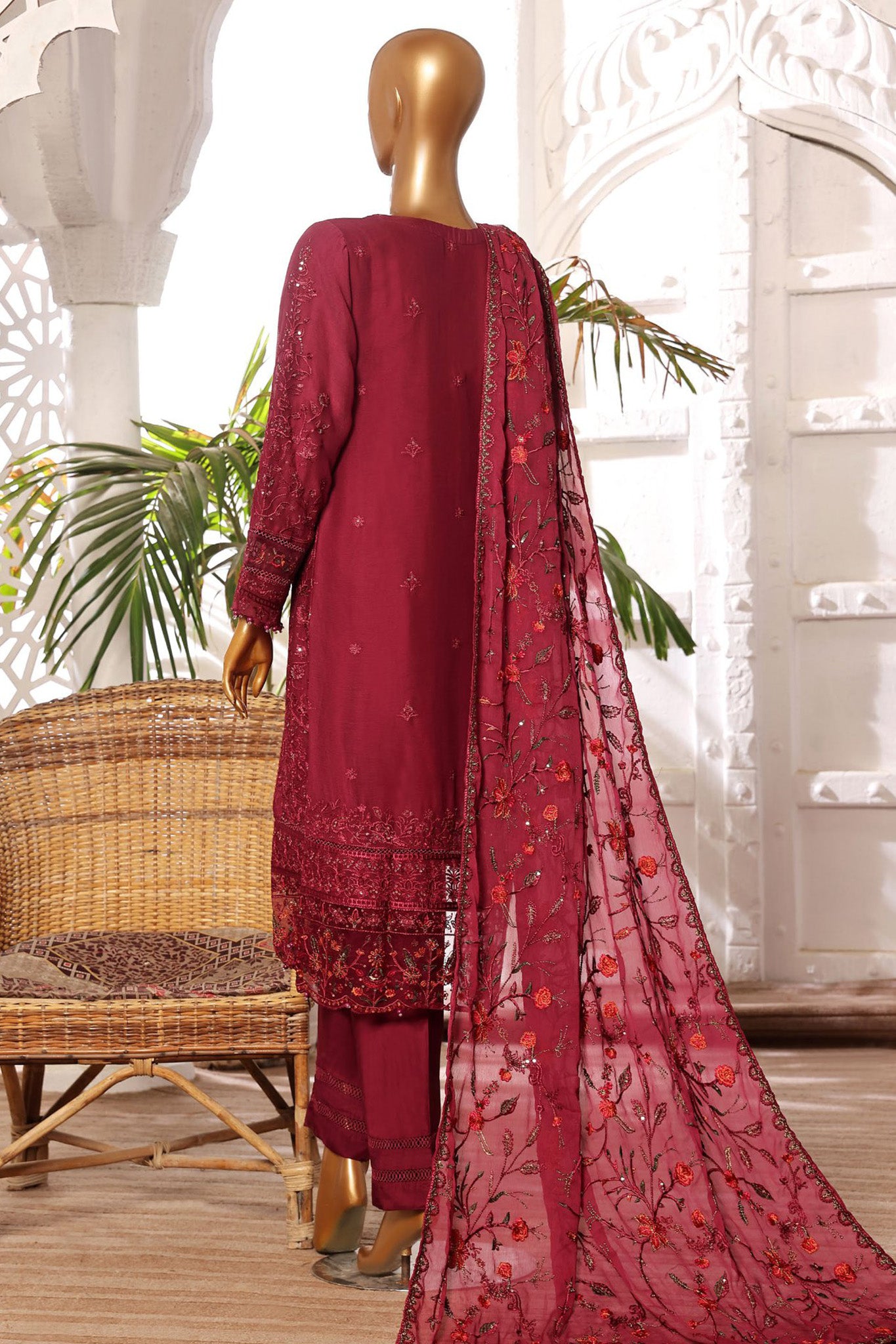 Afsany By Sada Bahar Stitched 3 Piece Luxury Formals Chiffon Vol-06 Collection'2024-CR-19-Maroon