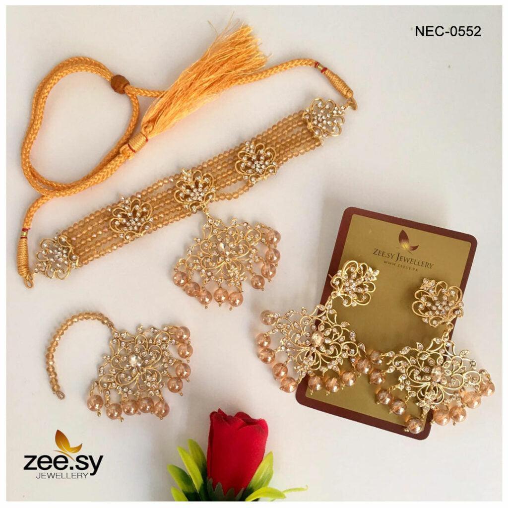 CRYSTAL NECKLACE-0552 Crystal Champagne - Zeesy Jewellery