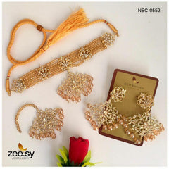 CRYSTAL NECKLACE-0552 Crystal Champagne - Zeesy Jewellery
