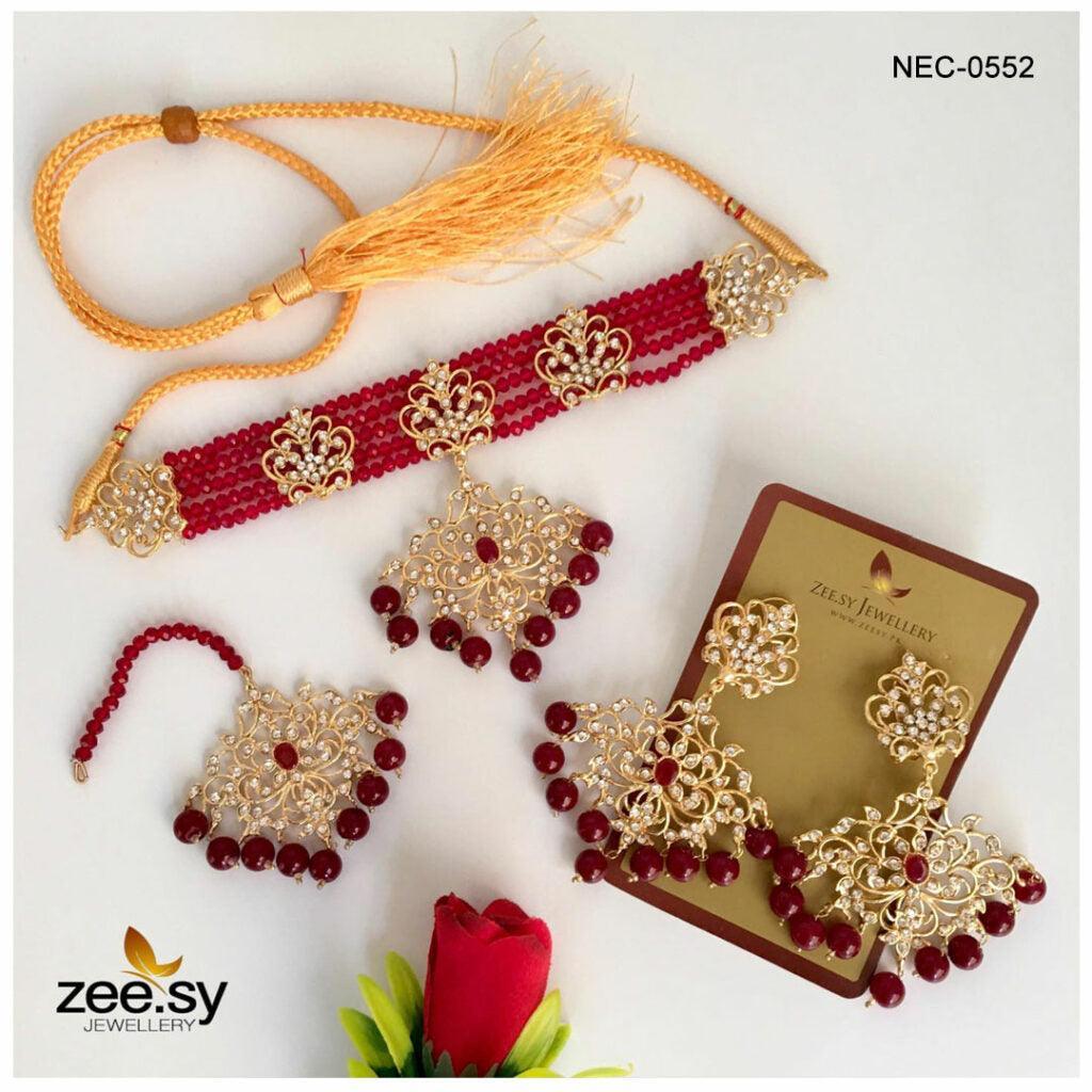 CRYSTAL NECKLACE-0552 Crystal Red - Zeesy Jewellery