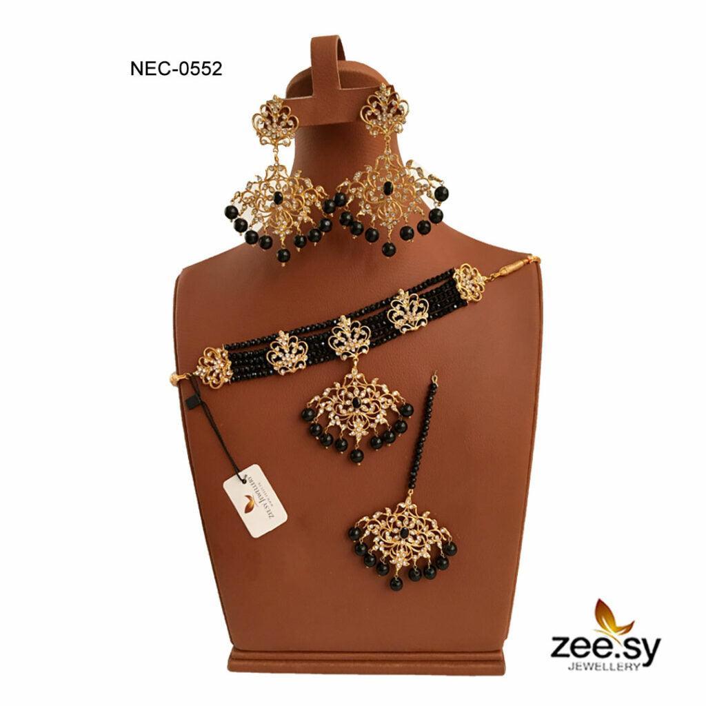CRYSTAL NECKLACE-0552 Crystal Black - Zeesy Jewellery