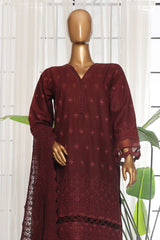 Sada Bahar Stitched 3 Piece Chikankari Lawn Collection'2025-CW-01-Maroon