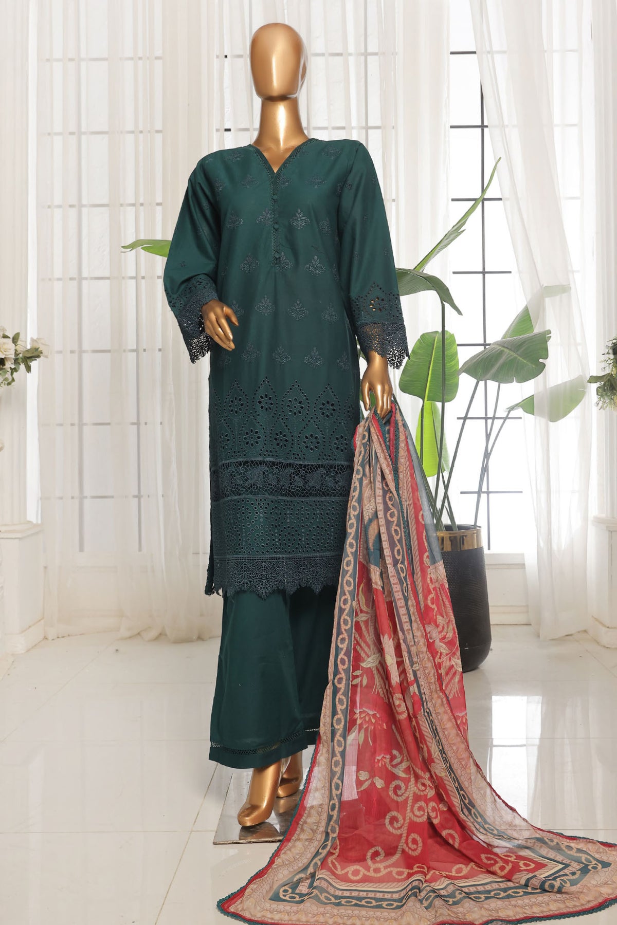 Sada Bahar Stitched 3 Piece Chikankari Lawn Collection'2025-CW-02-Green