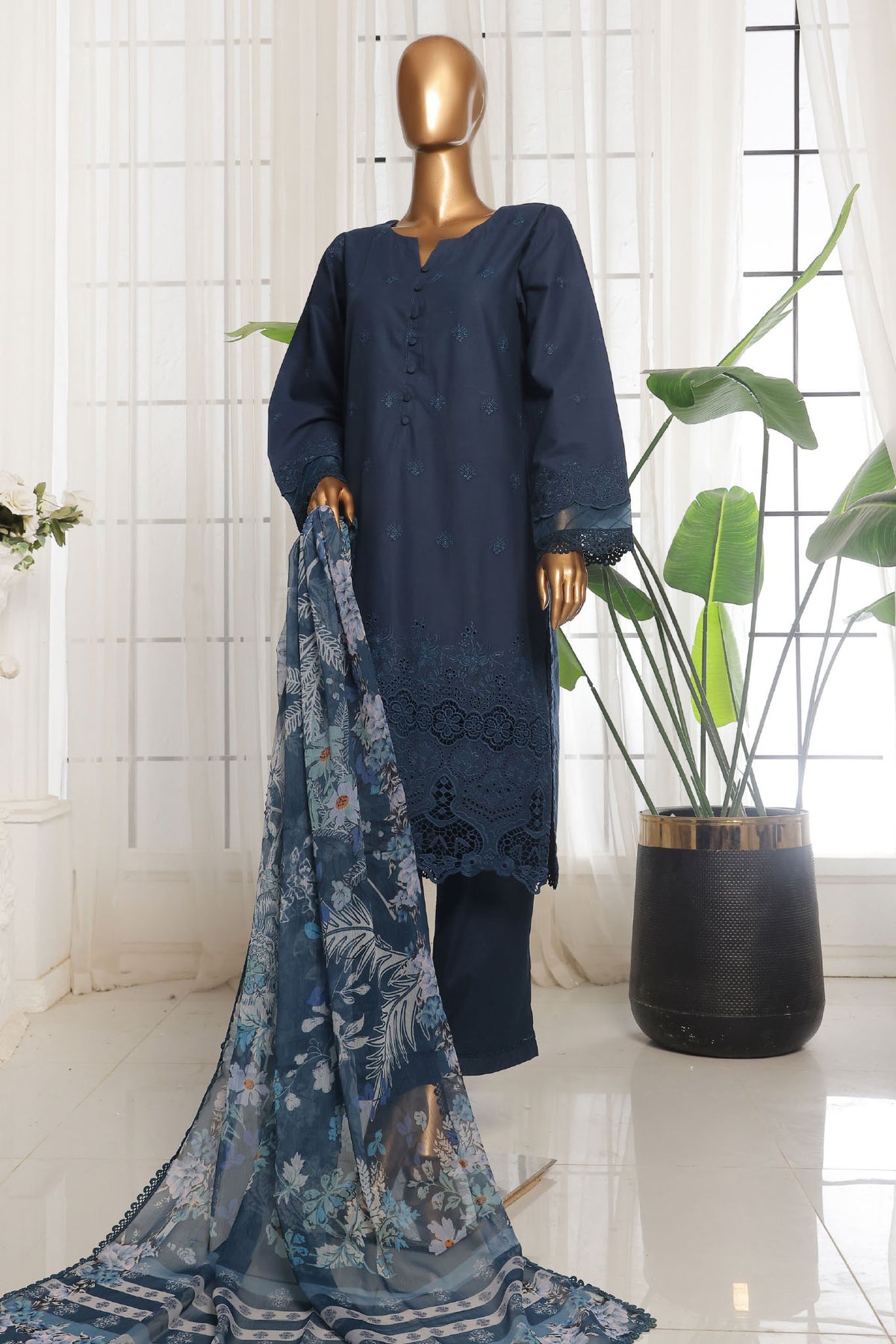 Sada Bahar Stitched 3 Piece Chikankari Lawn Collection'2025-CW-03-Blue