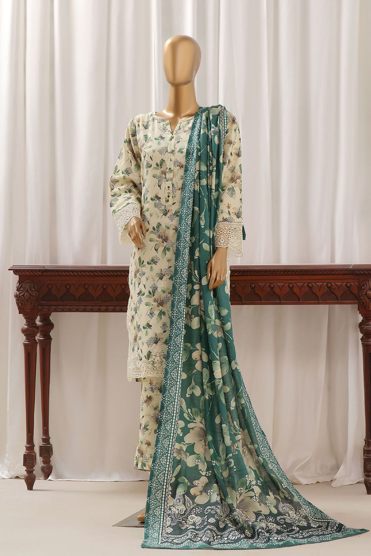 Sada Bahar Stitched 3 Piece Emb Khaddar Vol-02 Collection'2024-CW-07-Cream