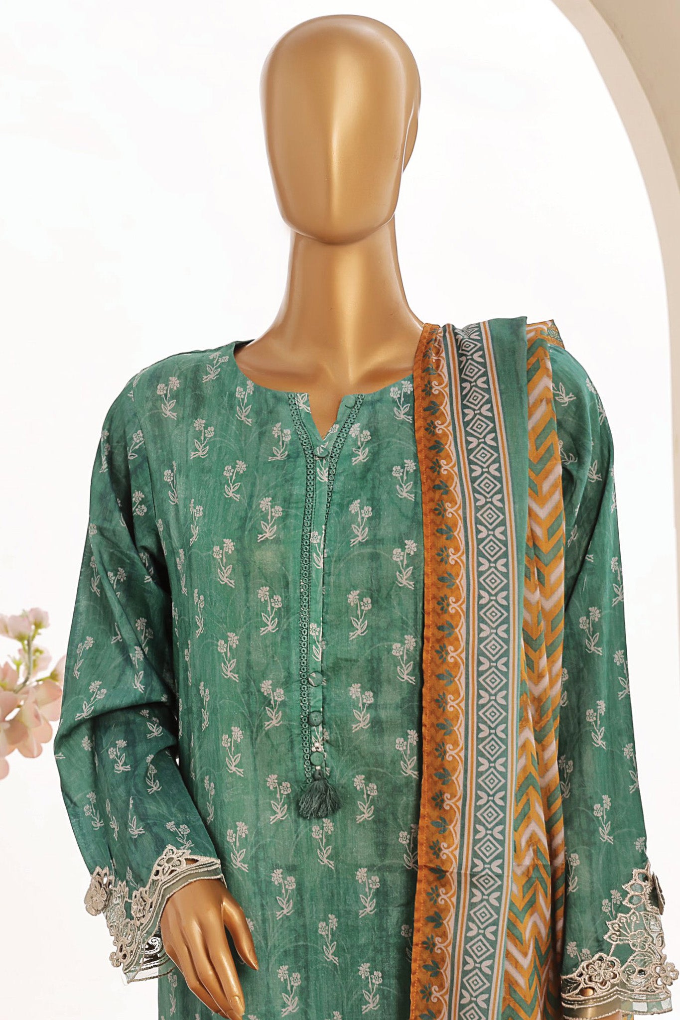 Sada Bahar Stitched 3 Piece Cutwork Emb Lawn Vol-04 Collection'2024-CW-11400-Teal