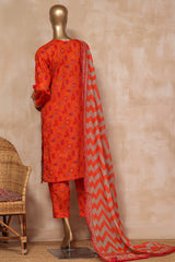 Sada Bahar Stitched 3 Piece Cutwork Emb Lawn Collection'2023-CW-3695-Orange