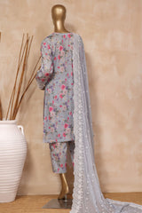 Sada Bahar Stitched 3 Piece Cutwork Emb Lawn Collection'2023-CW-3713-L.Grey