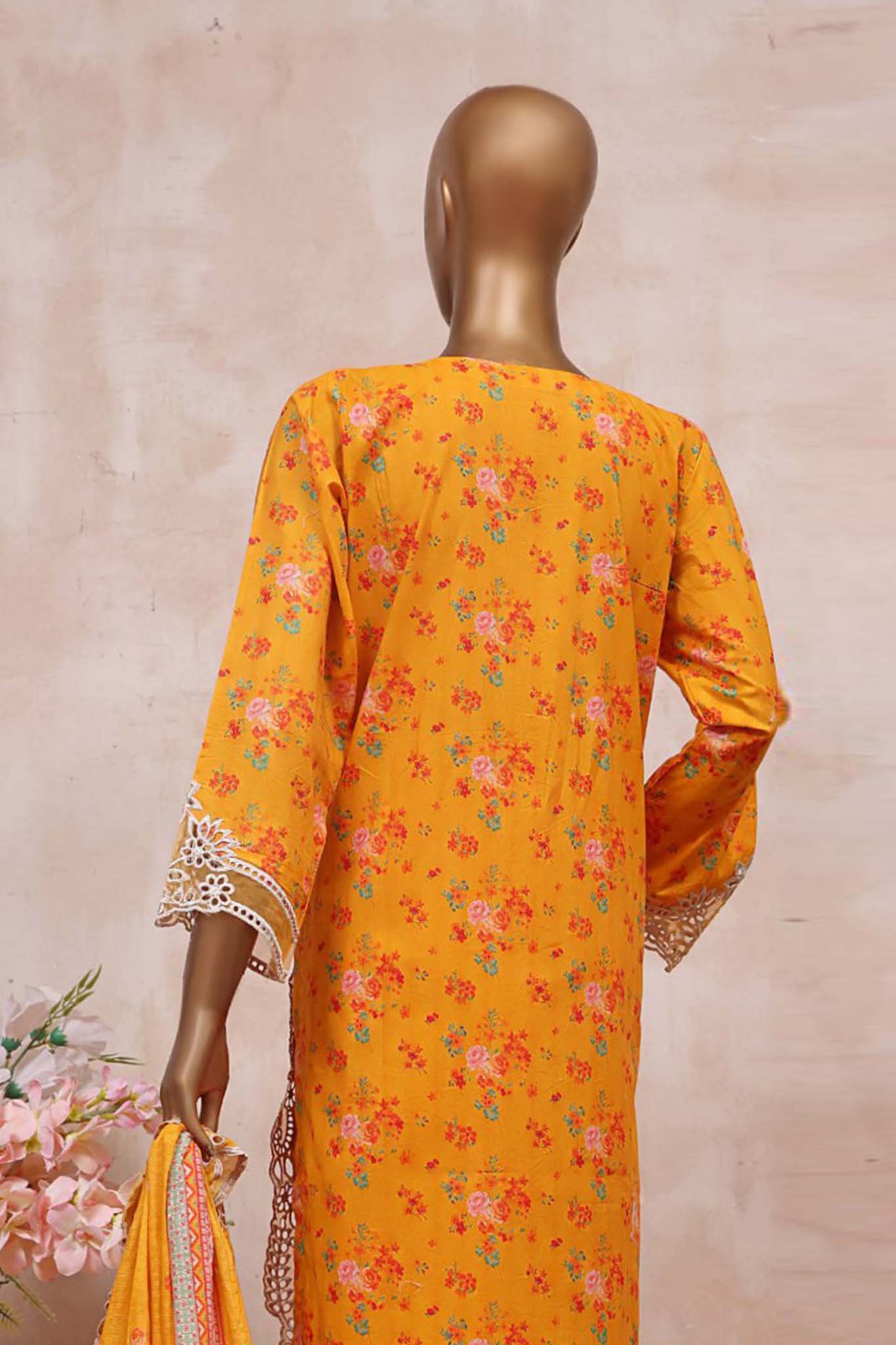 Sada Bahar Mid Summer Pret Embroidered Cutwork Collection'2023-CW-5687-Yellow