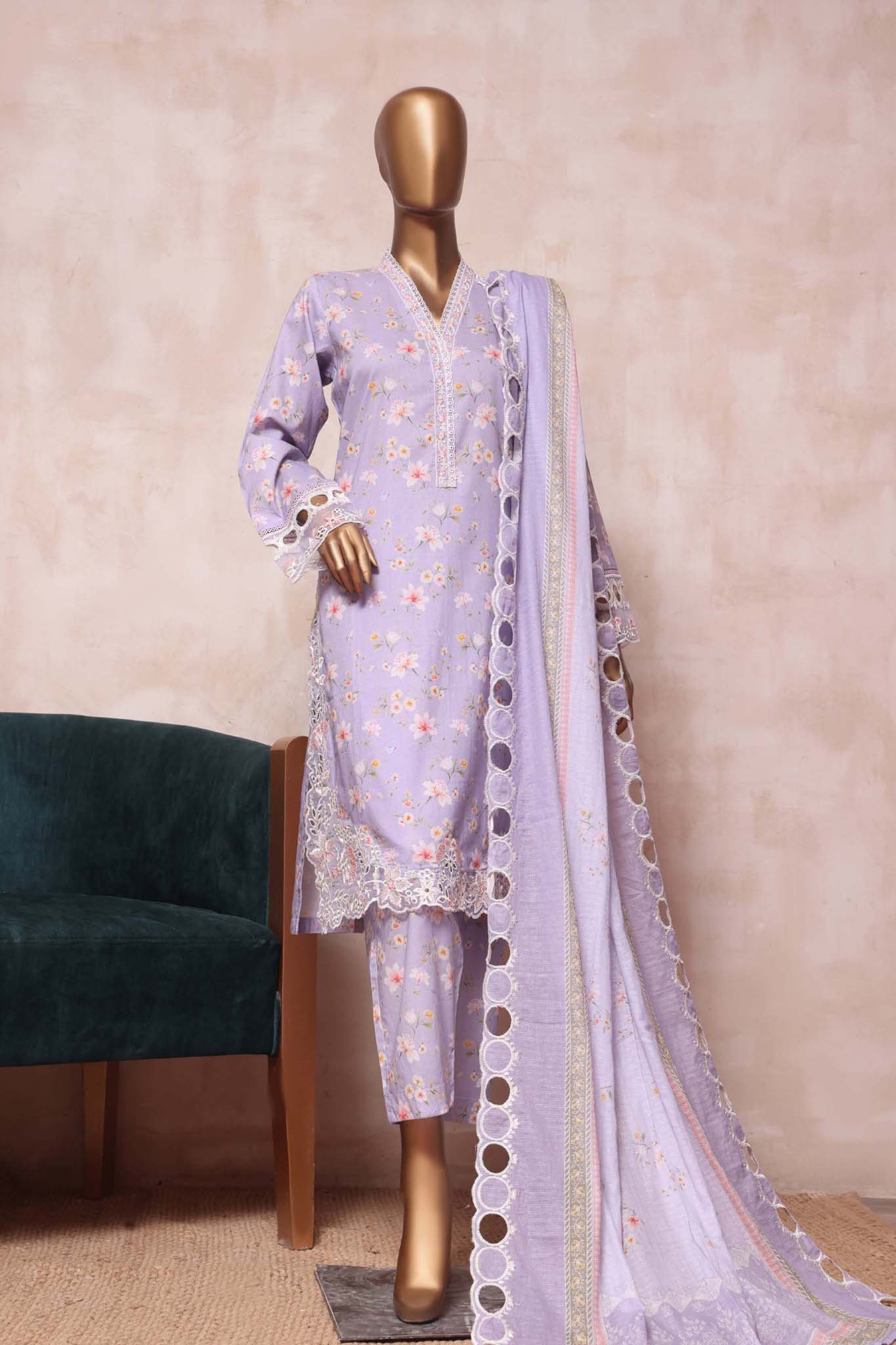 Sada Bahar Mid Summer Pret Embroidered Cutwork Collection'2023-CW-5689-Purple