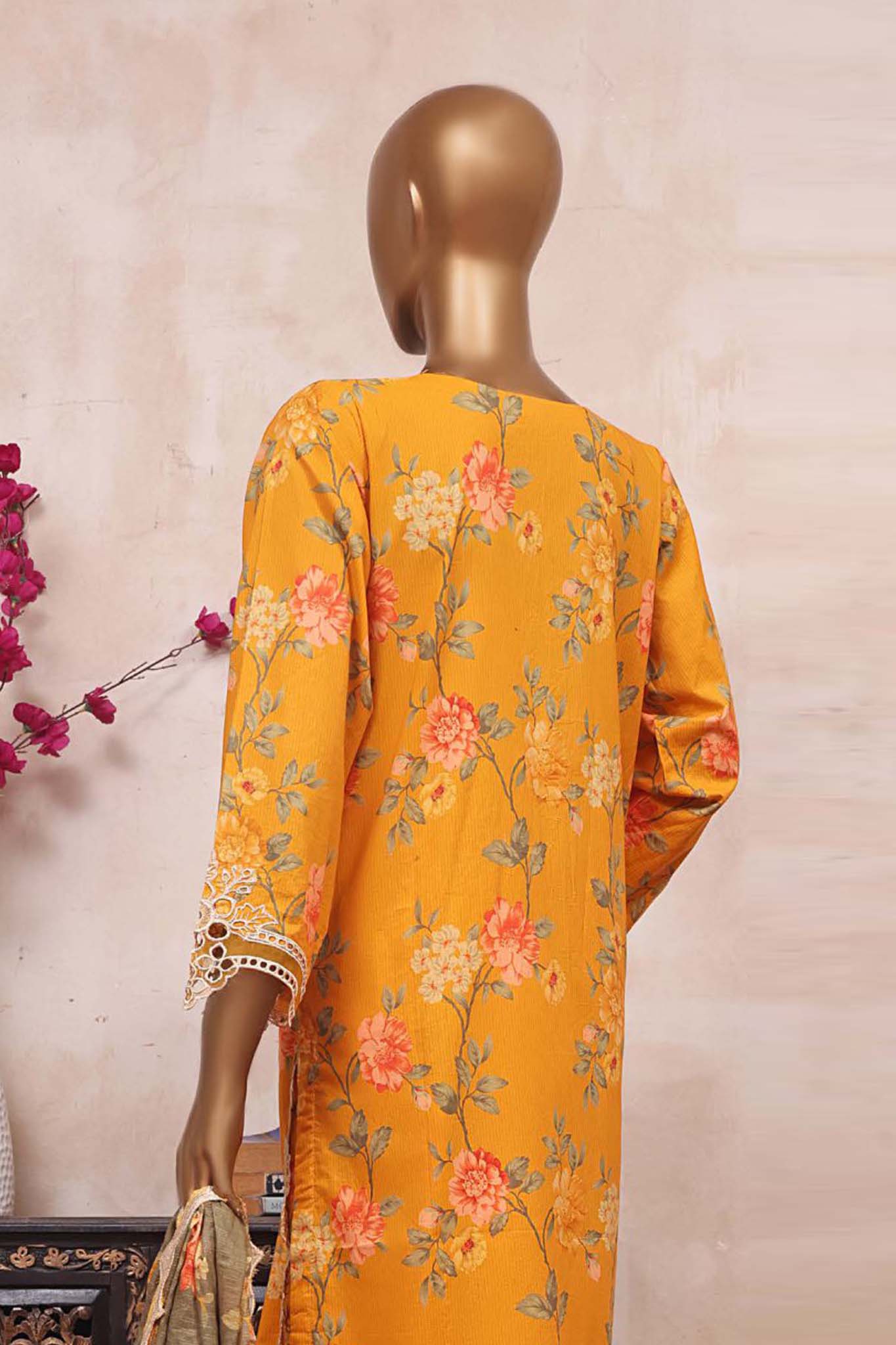 Sada Bahar Mid Summer Pret Embroidered Cutwork Collection'2023-CW-5701-Yellow