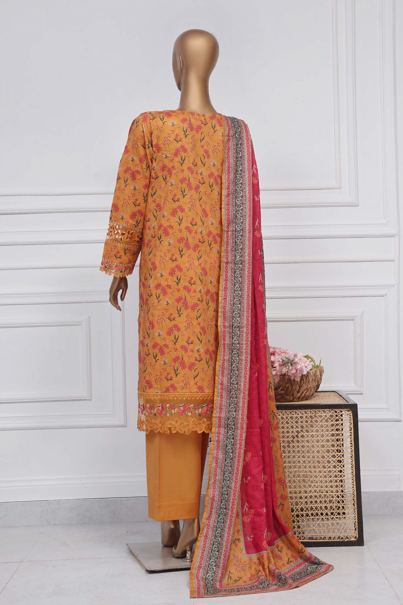 Raya By Sada Bahar Stitched 3 Piece Festive Emb Lawn Collection-CW-D-3979-Mustard