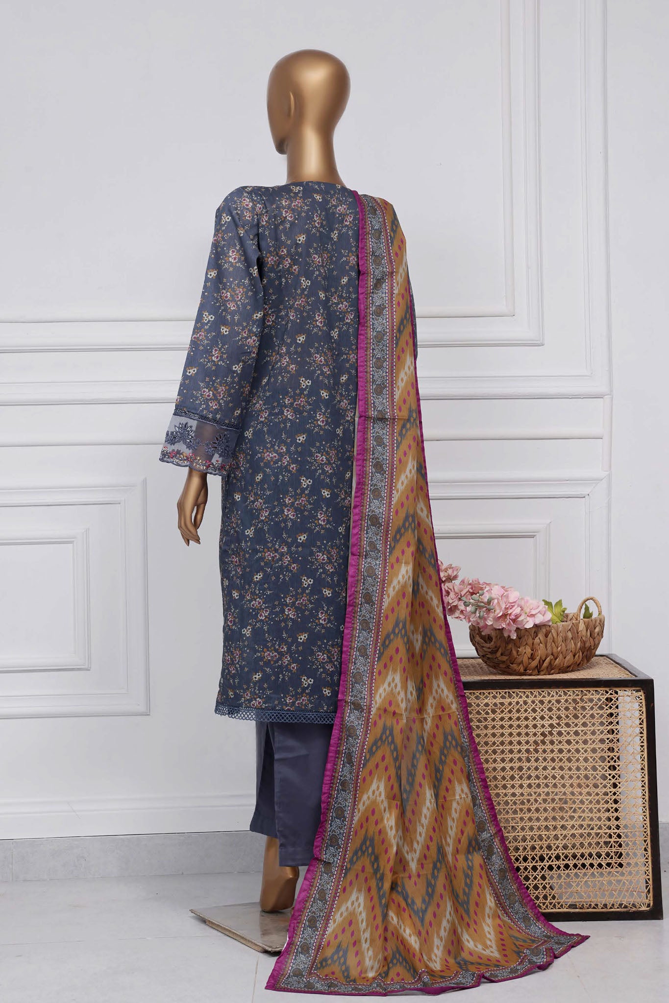 Raya By Sada Bahar Stitched 3 Piece Festive Emb Lawn Collection-CW-D-3981-Grey