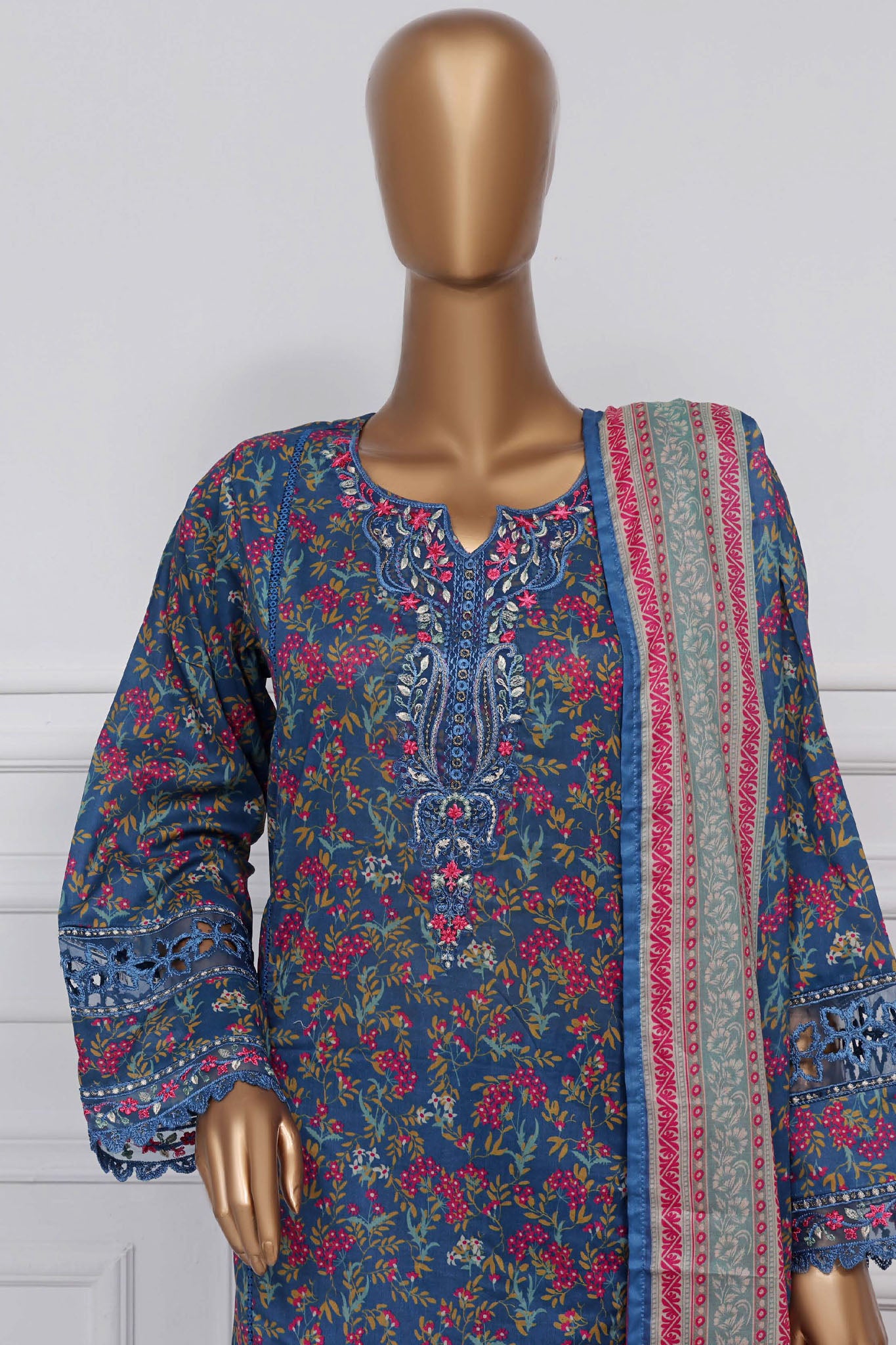 Raya By Sada Bahar Stitched 3 Piece Festive Emb Lawn Collection-CW-D-3983-Blue