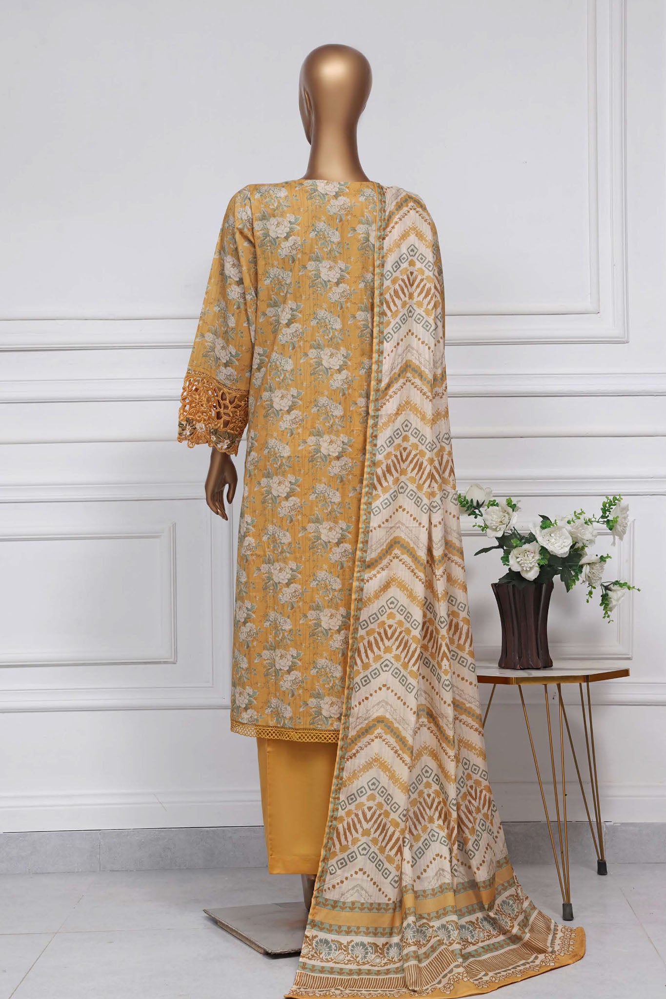 Raya By Sada Bahar Stitched 3 Piece Festive Emb Lawn Collection-CW-D-3997-Yellow