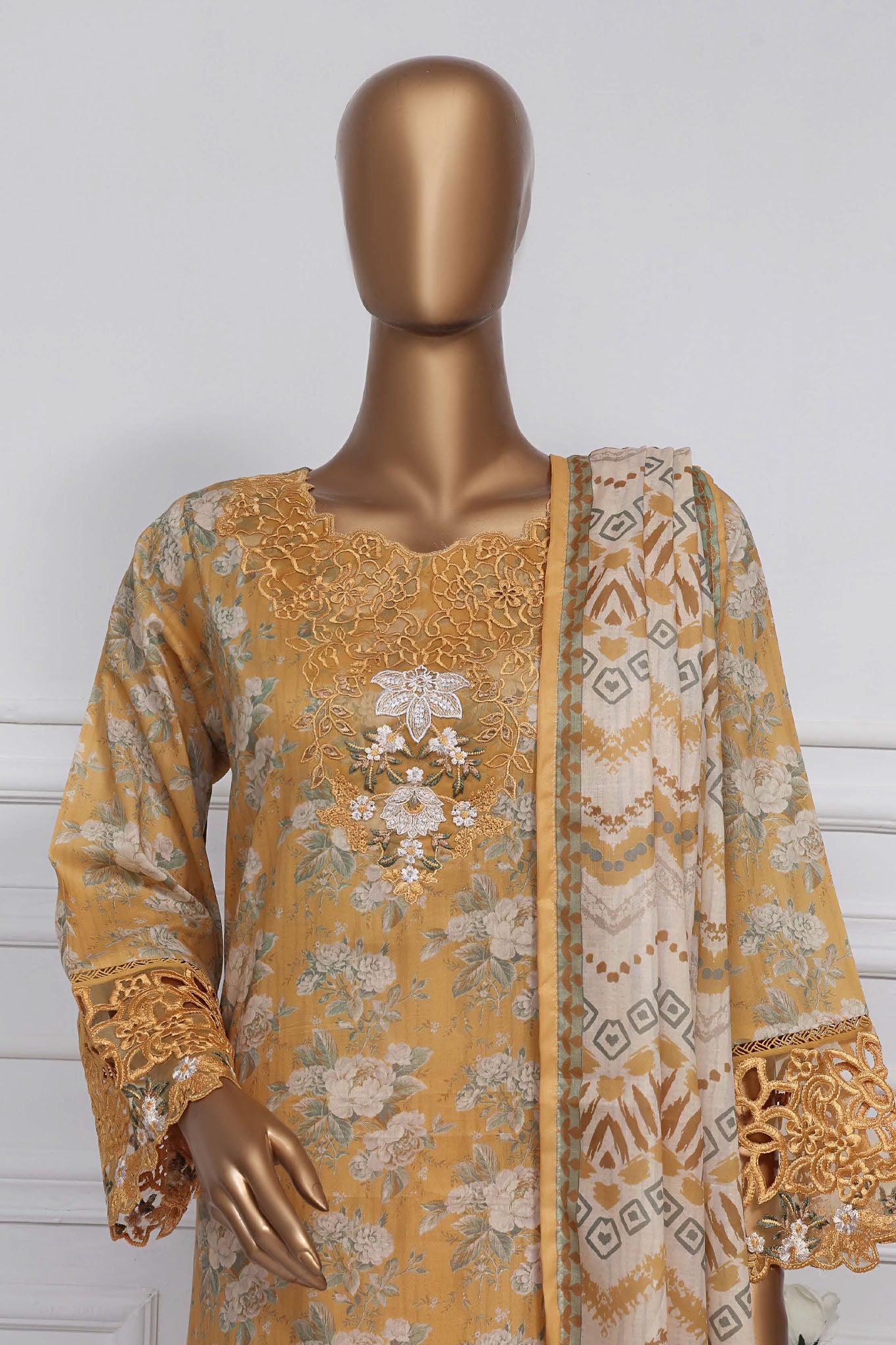 Raya By Sada Bahar Stitched 3 Piece Festive Emb Lawn Collection-CW-D-3997-Yellow