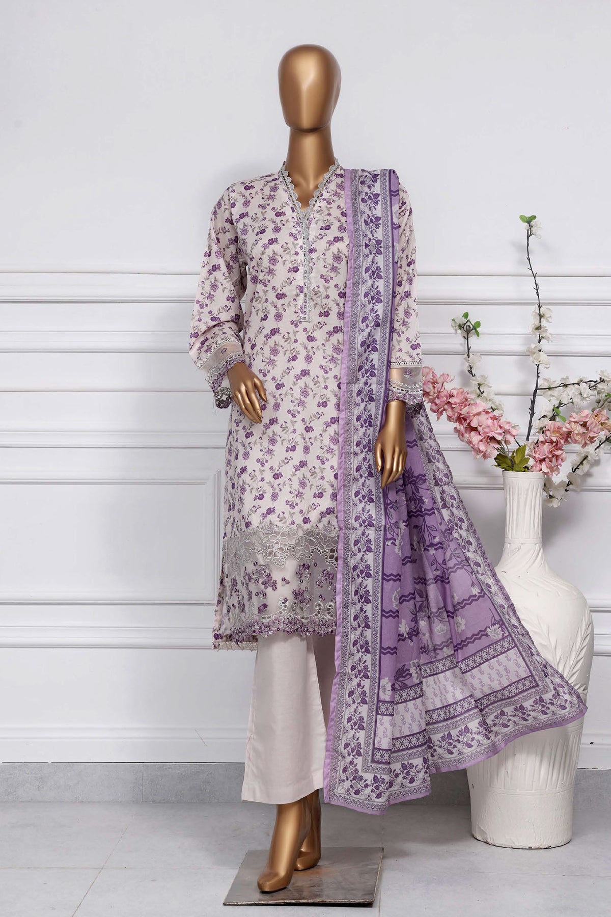 Raya By Sada Bahar Stitched 3 Piece Festive Emb Lawn Collection-CW-D-4011-Purple