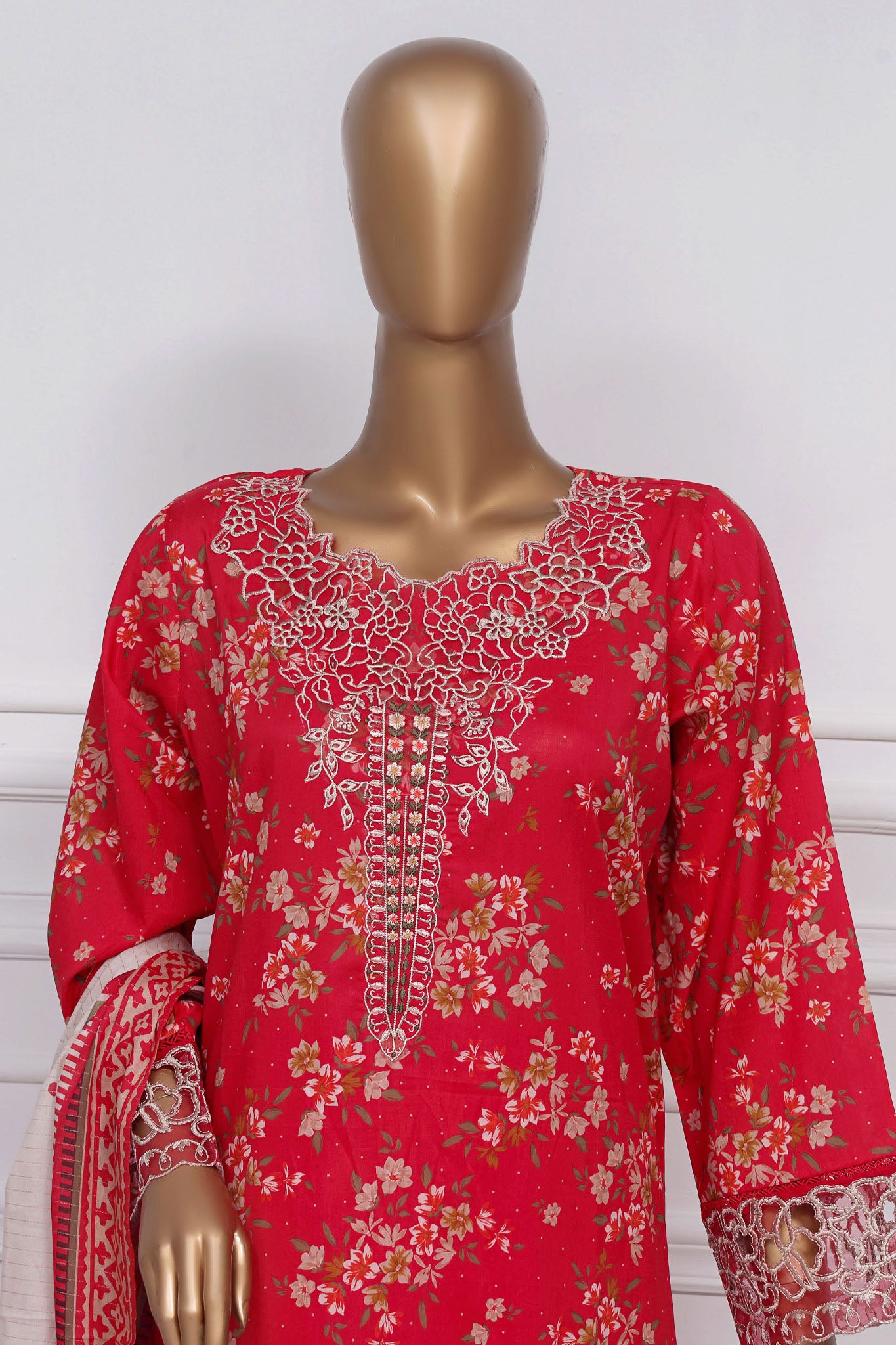 Raya By Sada Bahar Stitched 3 Piece Festive Emb Lawn Collection-CW-D-4058-Red