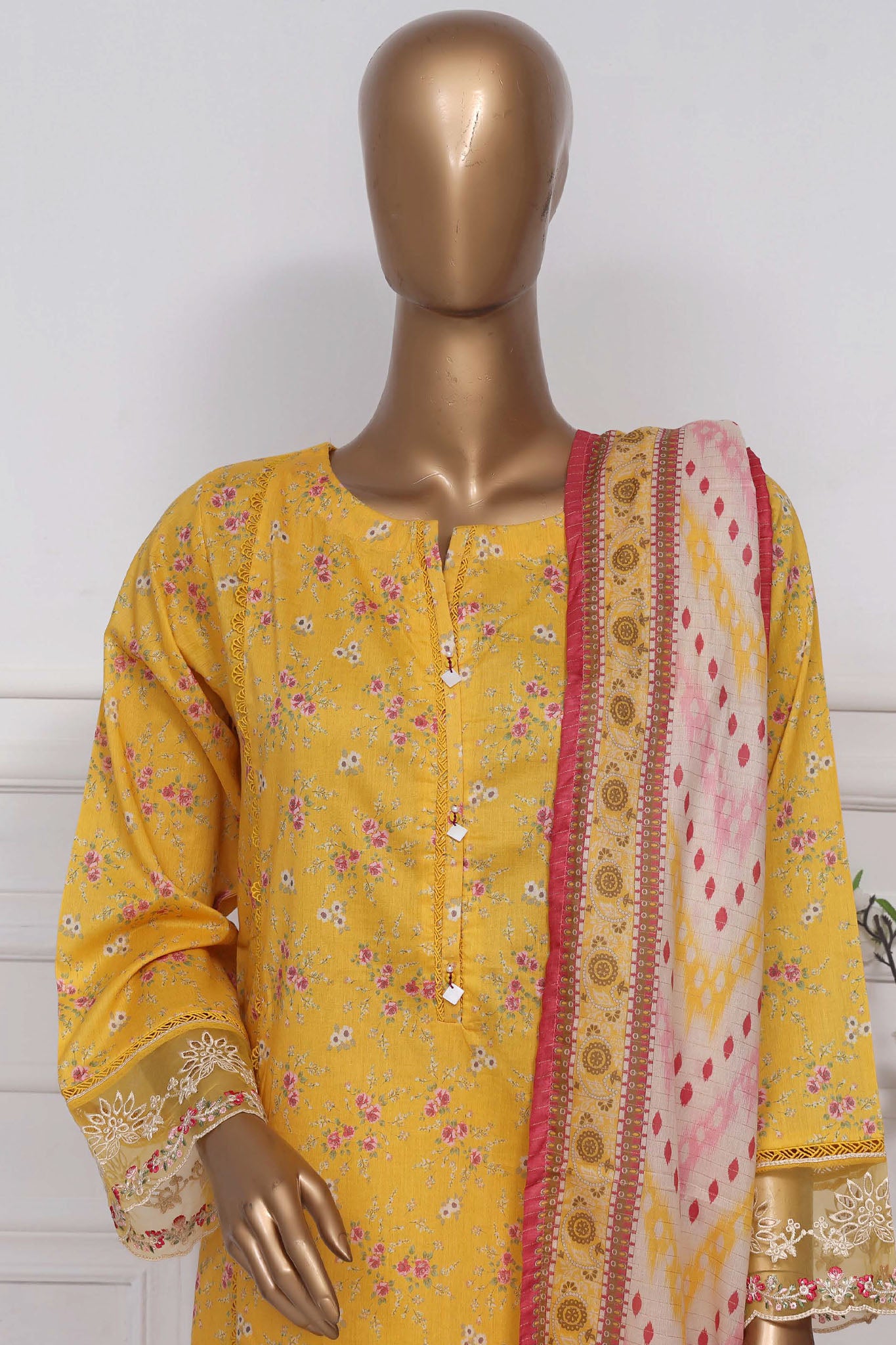 Raya By Sada Bahar Stitched 3 Piece Festive Emb Lawn Collection-CW-D-4072-Yellow