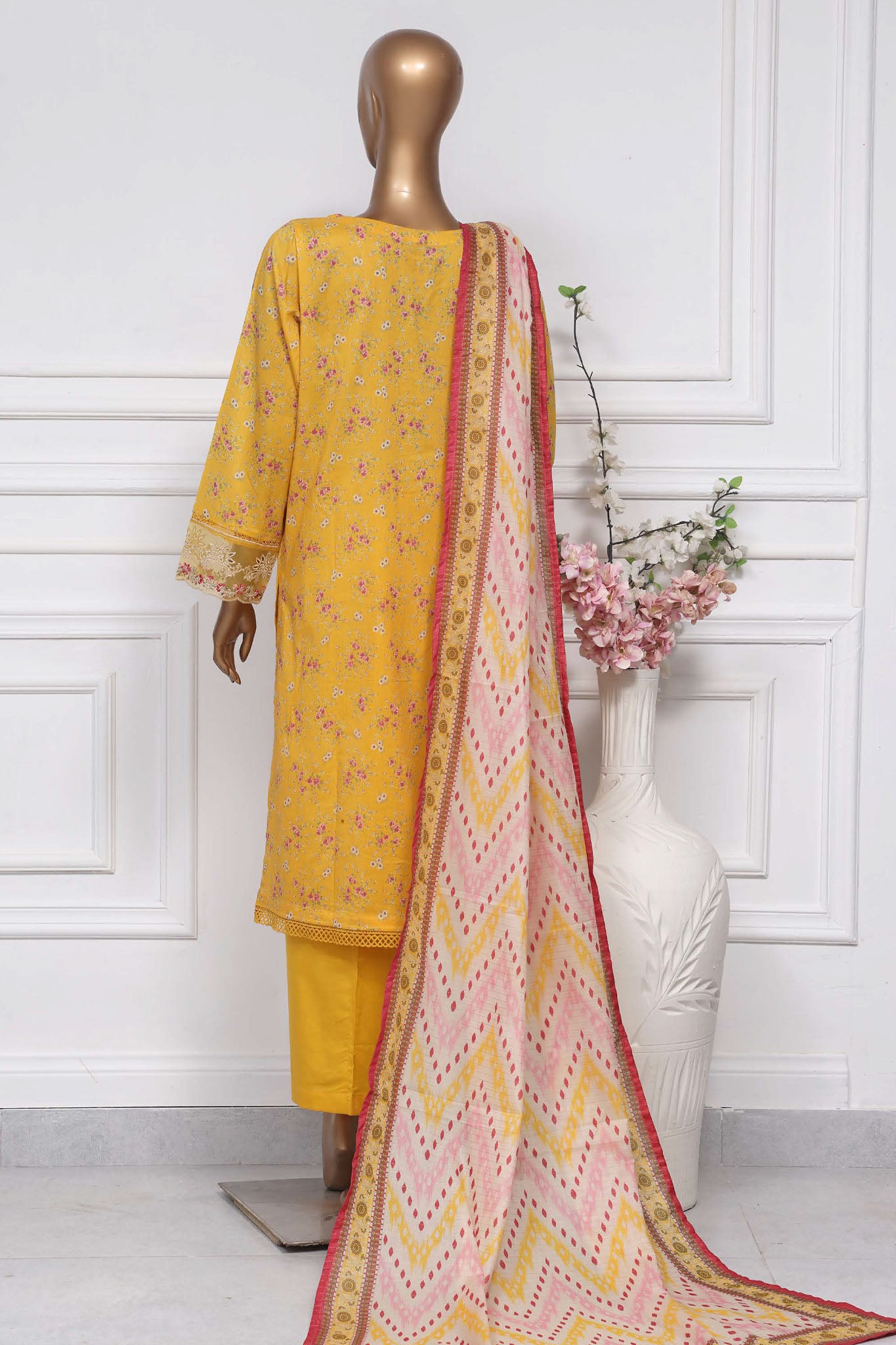 Raya By Sada Bahar Stitched 3 Piece Festive Emb Lawn Collection-CW-D-4072-Yellow