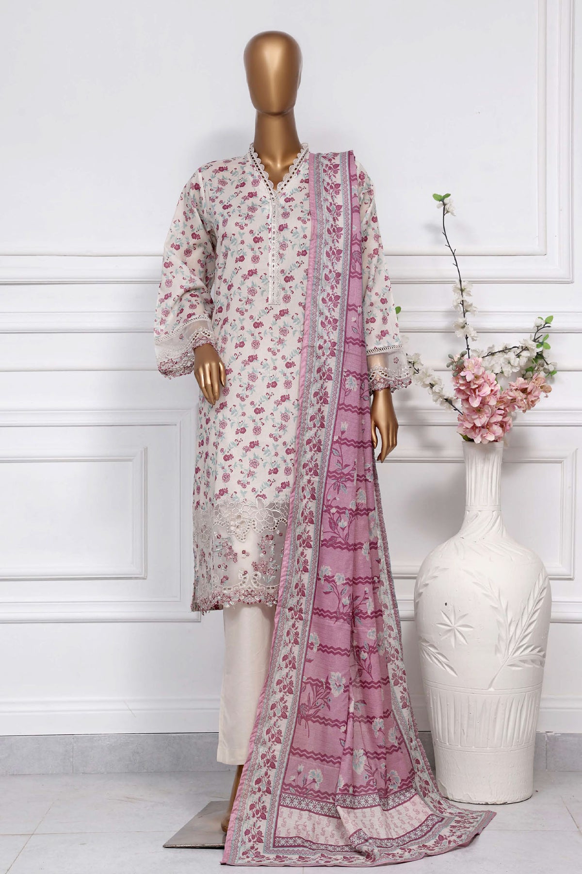 Raya By Sada Bahar Stitched 3 Piece Festive Emb Lawn Collection-CW-D-4074-Skin