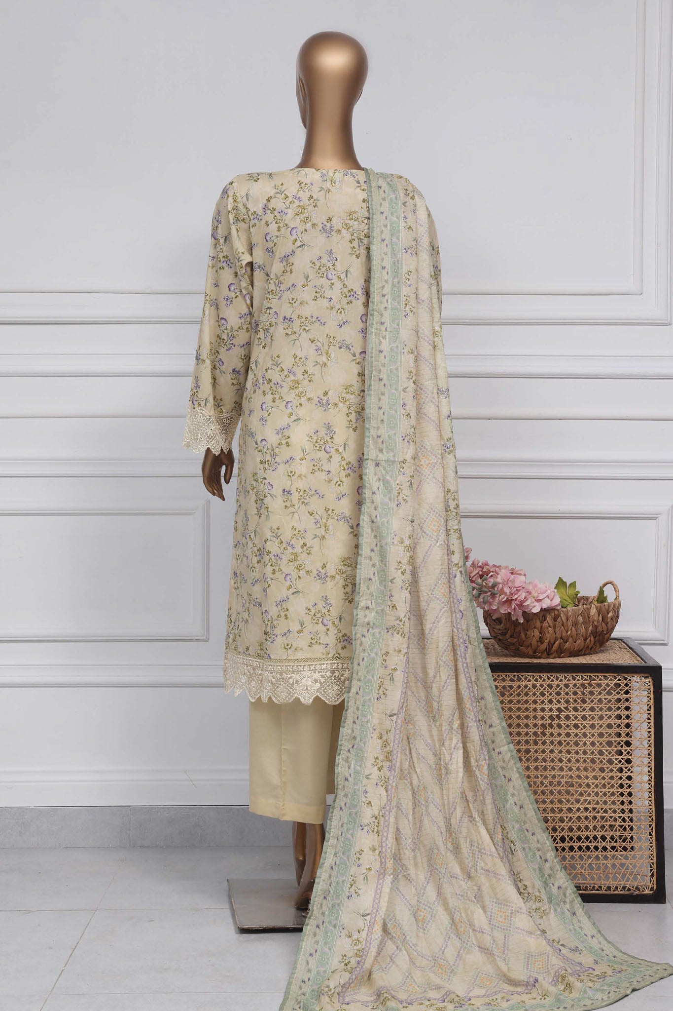 Raya By Sada Bahar Stitched 3 Piece Festive Emb Lawn Collection-CW-D-4089-Lemon