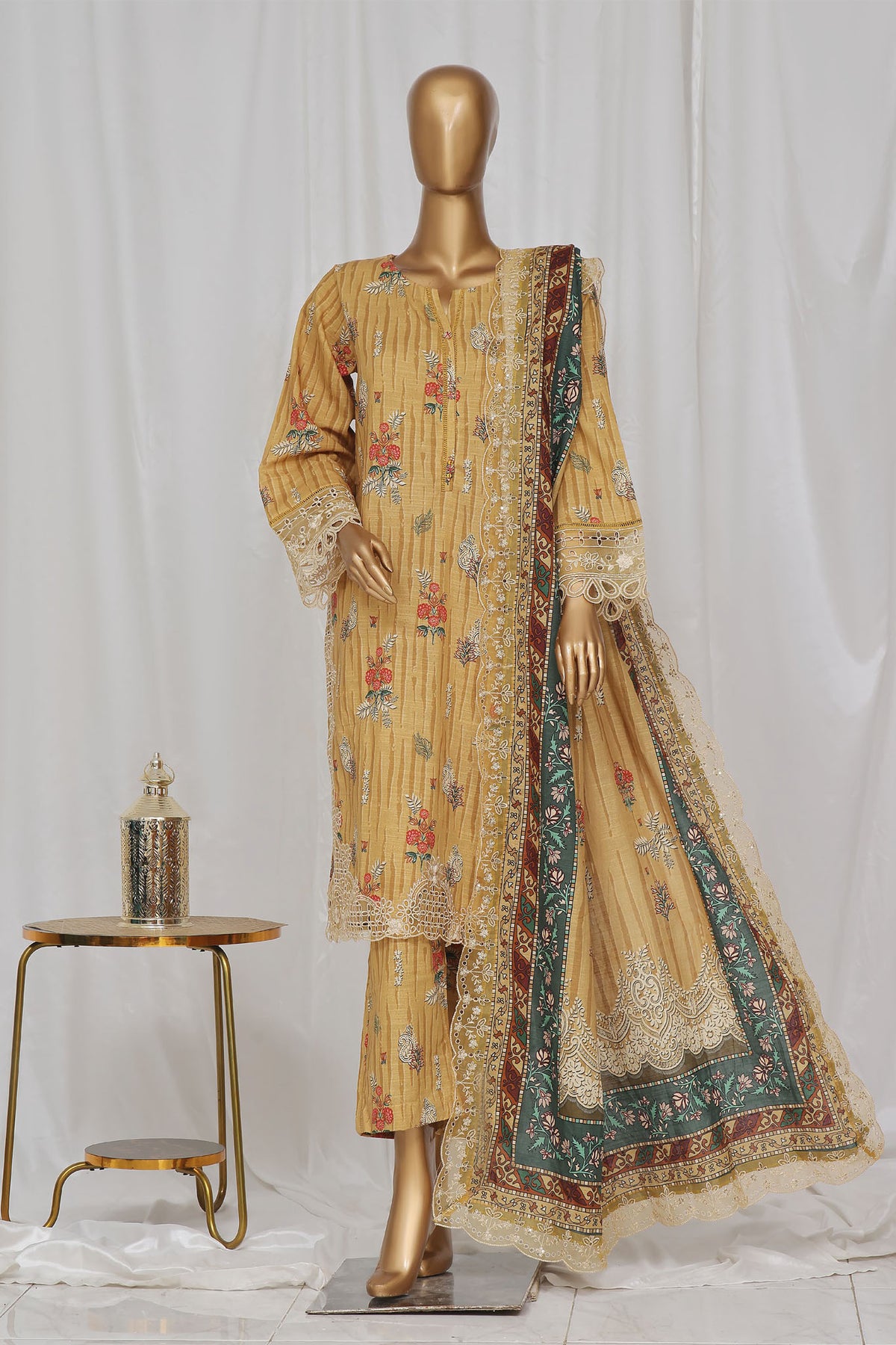 Sada Bahar Stitched 3 Piece Emb Khaddar Vol-03 Collection'2024-CW-ED-05-Golden